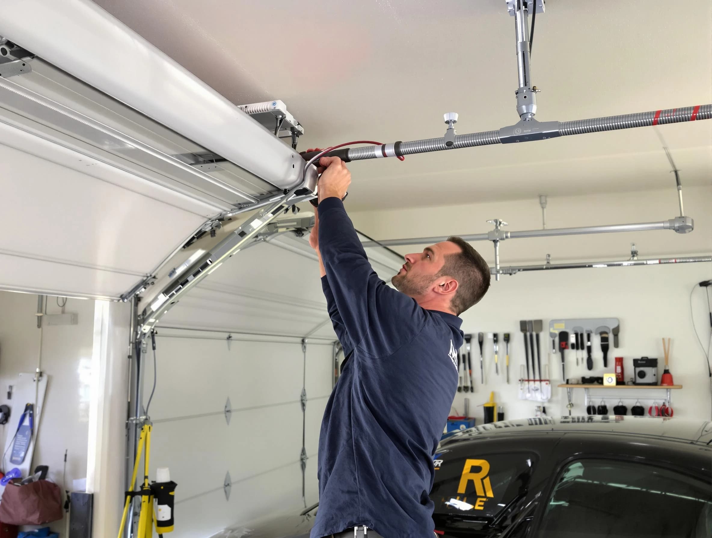 Shelbyville Garage Door Repair technician performing garage door cable repair in Shelbyville