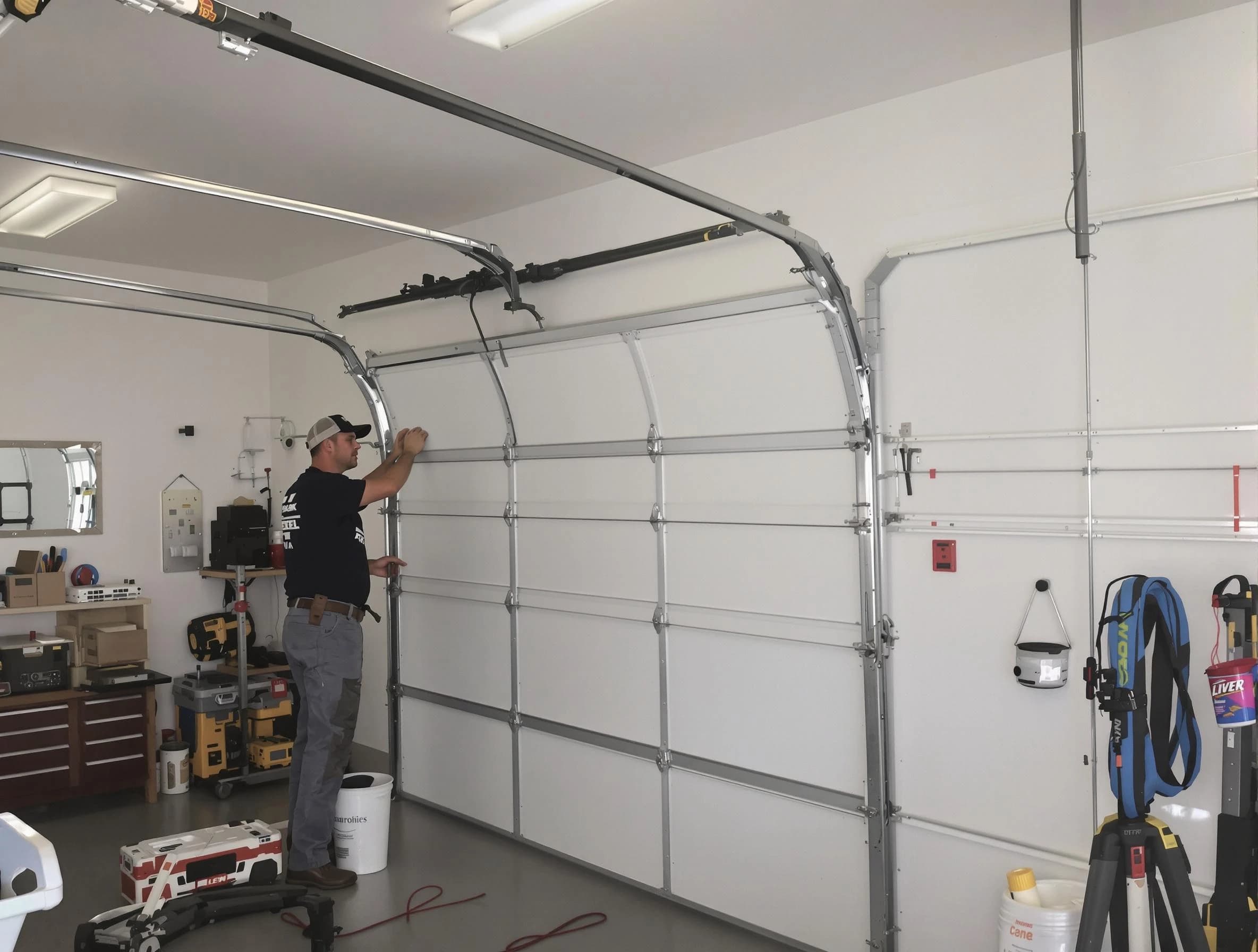 Shelbyville Garage Door Repair team installing new garage door in Shelbyville