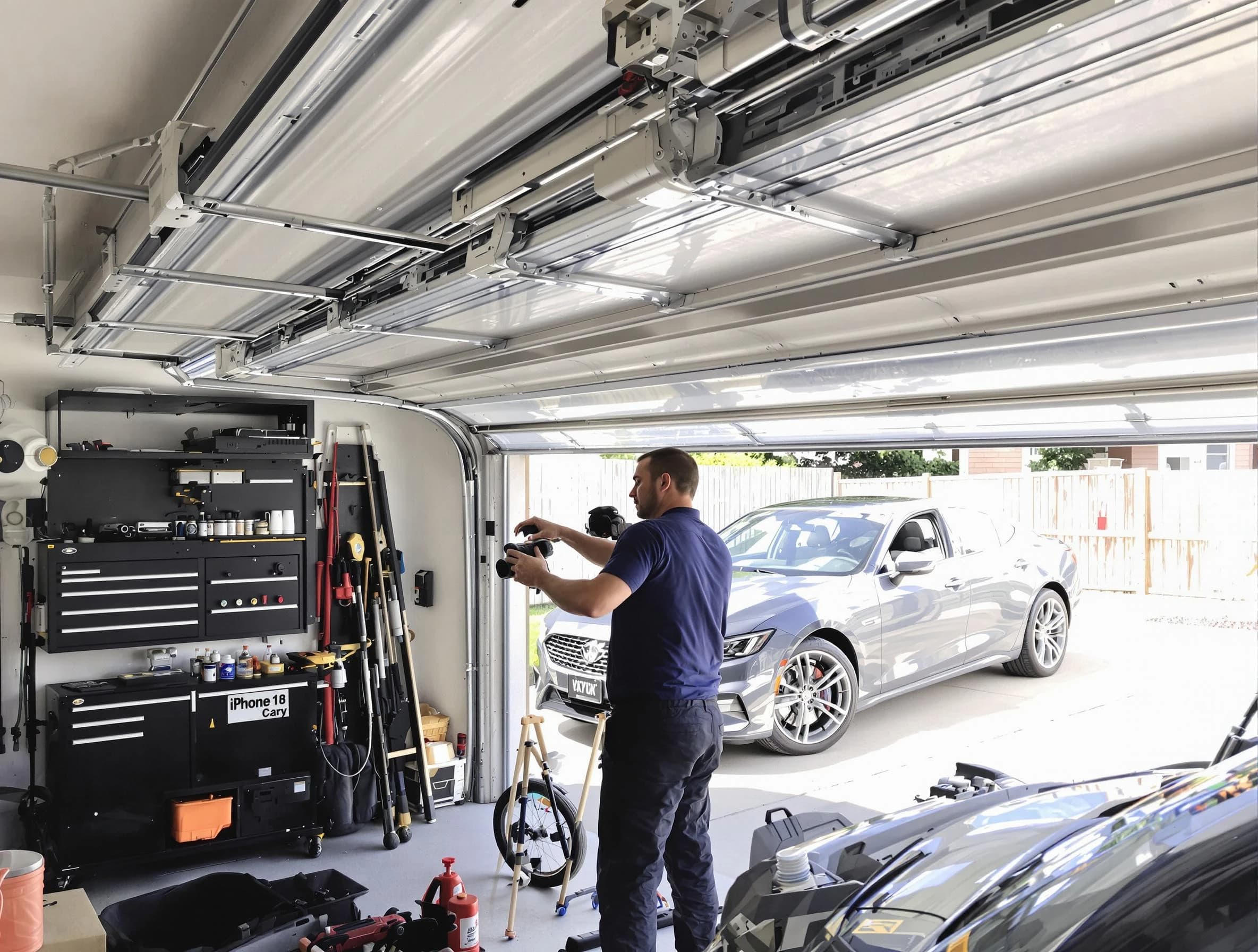 Shelbyville Garage Door Repair technician fixing noisy garage door in Shelbyville