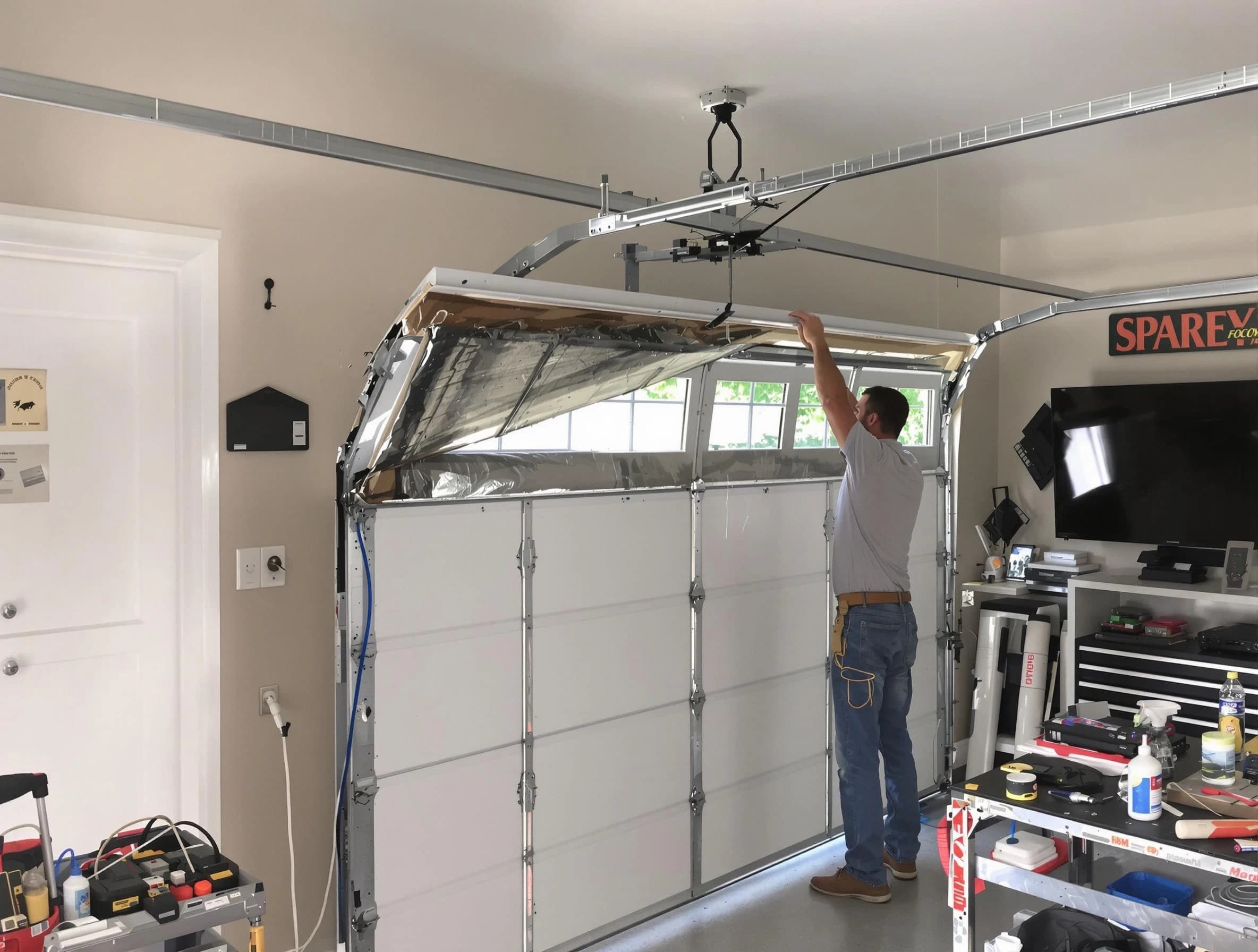 Garage door section replacement by Shelbyville Garage Door Repair in Shelbyville