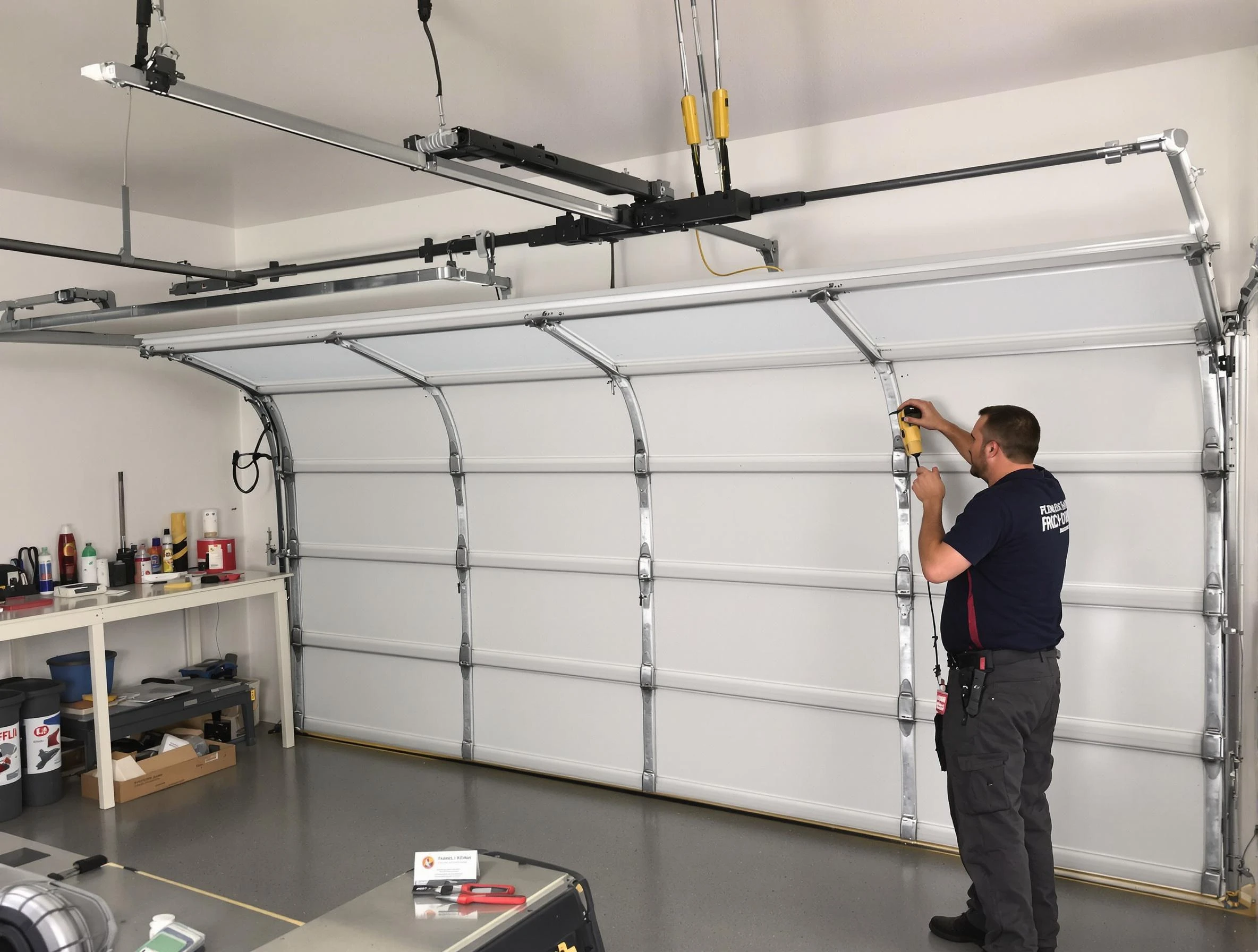 Shelbyville Garage Door Repair certified technician performing overhead door system repair in Shelbyville