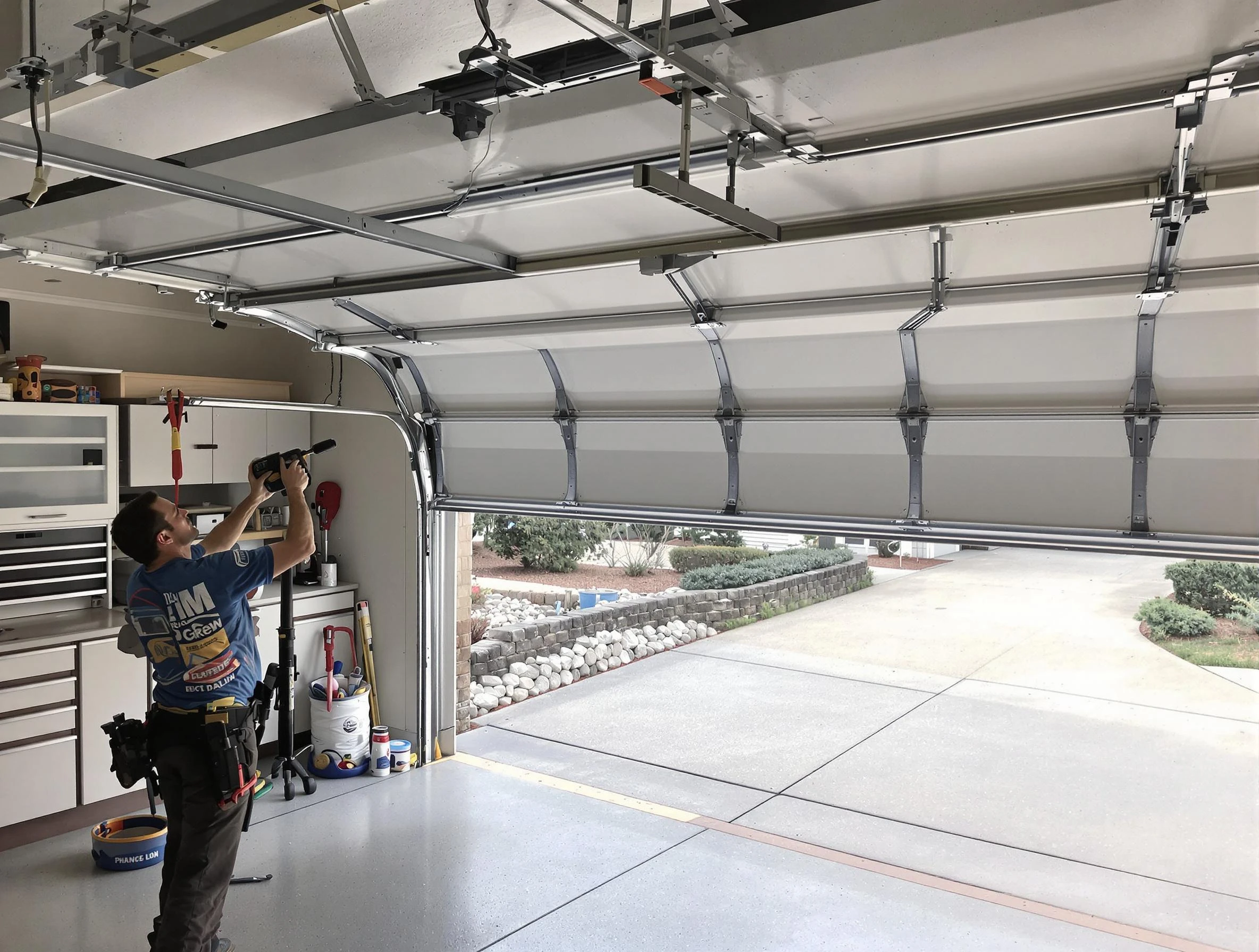 Garage door track repair service by Shelbyville Garage Door Repair in Shelbyville